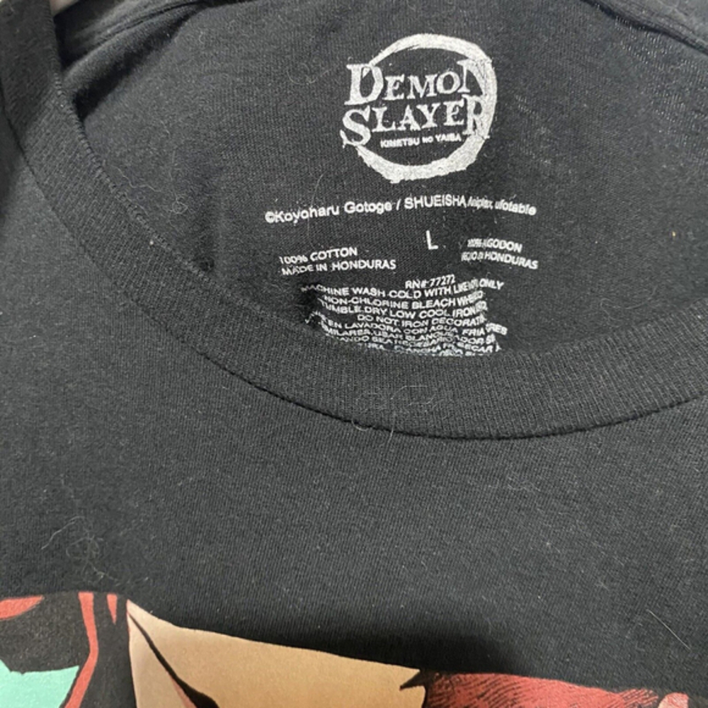 Demon Slayer Anime Men's Large Black T-Shirt  Character Graphic Tee Short Sleeve - Picture 3 of 6